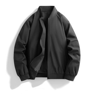 AUGOO Men's Black Jackets Fashion Stylish Lightweight Windbreaker Spring Fall Casual Jackets for Men