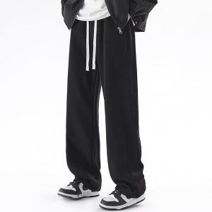 AUGOO Mens Baggy Bootcut Sweatpants, Wide Leg Stretch Elastic Waist Drawstring, Cotton Lounge Workout Casual Track Pants